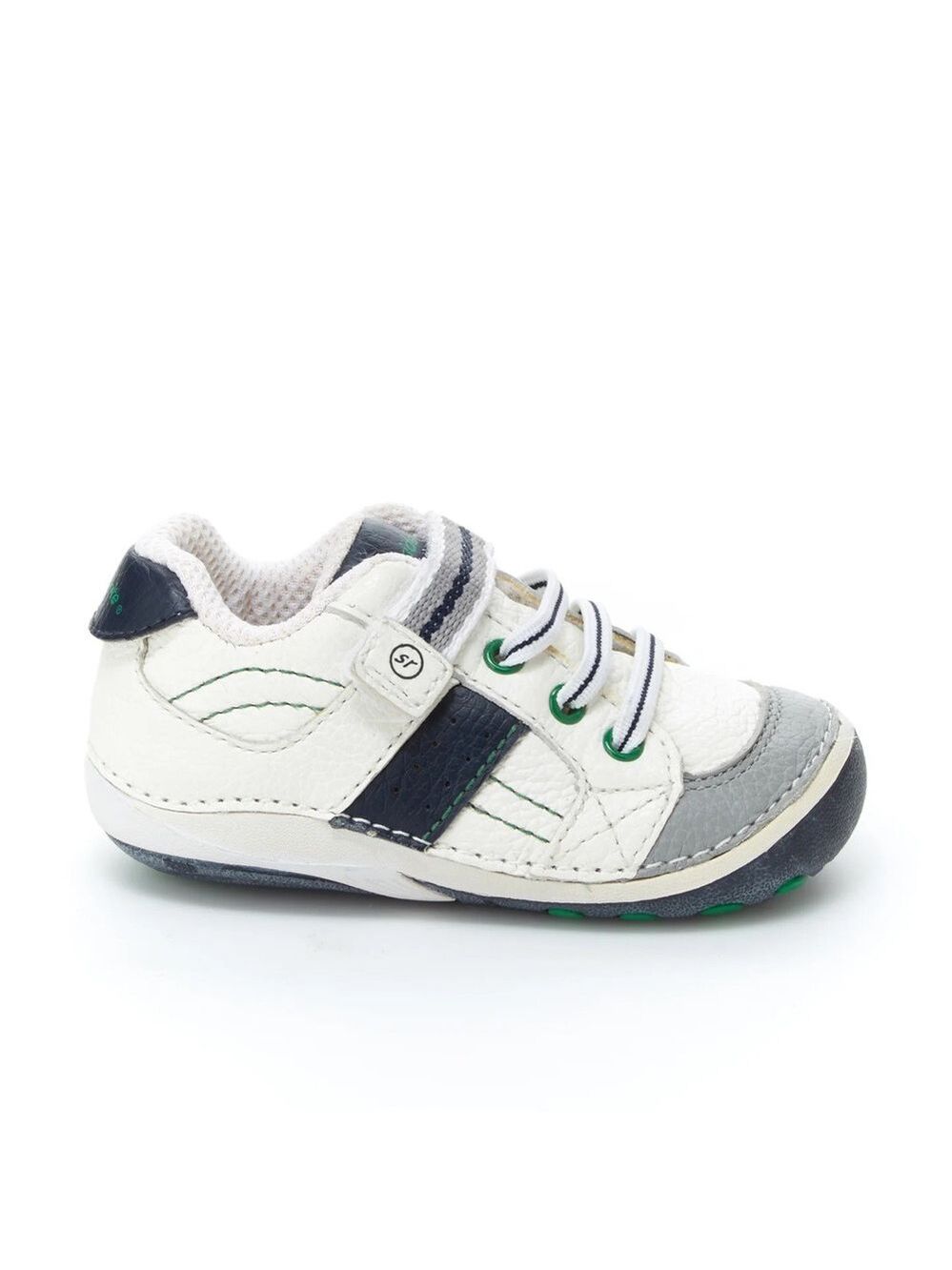 Size 3 Extra Wide Baby Stride Rite White and Gray Kids Sneakers